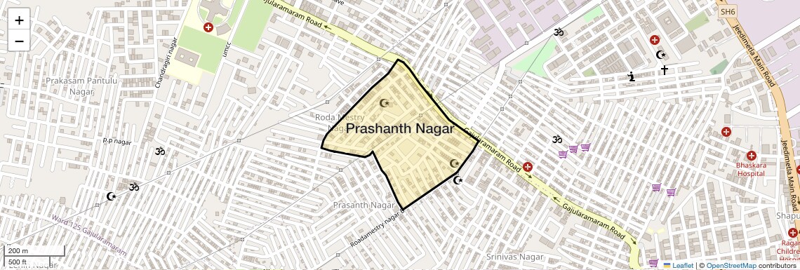 Location Map of Prashanth Nagar, Hyderabad