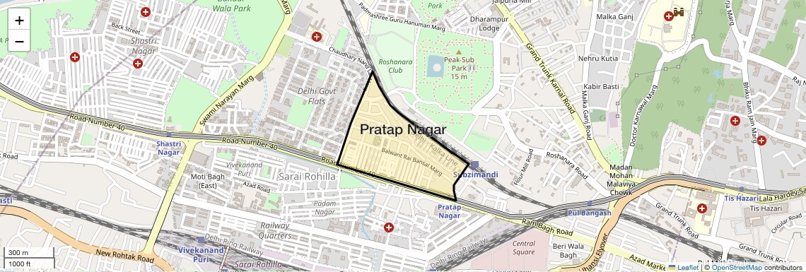 Location Map of Pratap Nagar, Delhi