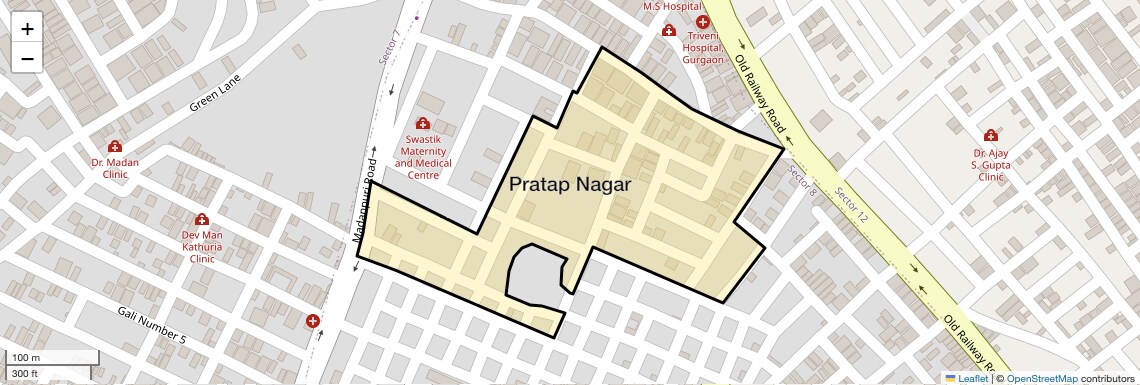 Location Map of Pratap Nagar, Gurgaon