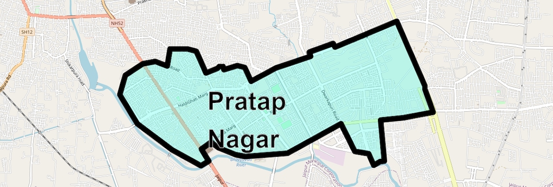 Location Map of Pratap Nagar, Jaipur