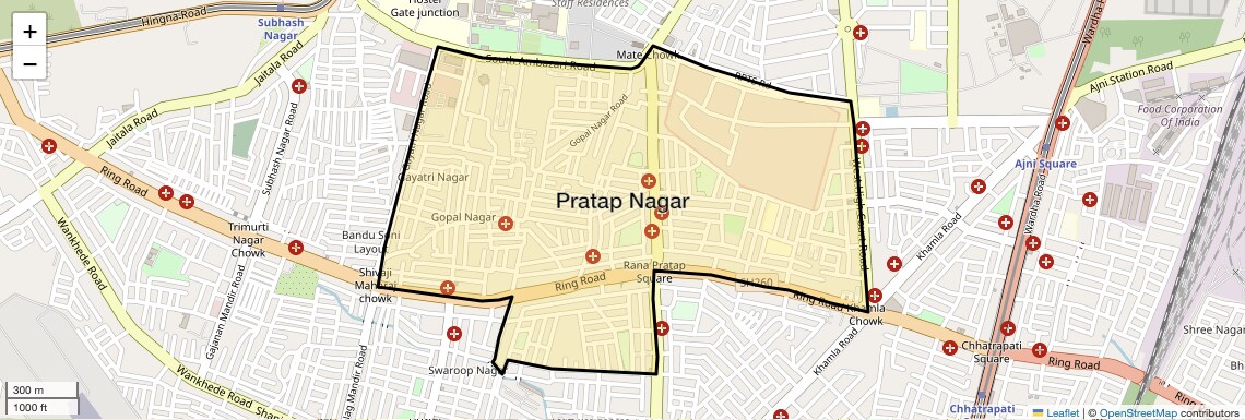 Location Map of Pratap Nagar, Nagpur