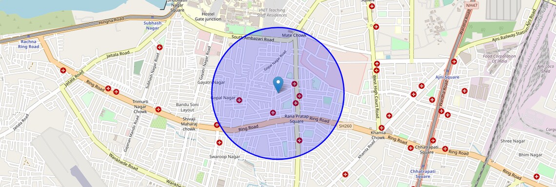 Location Map of Pratap Nagar, Nagpur