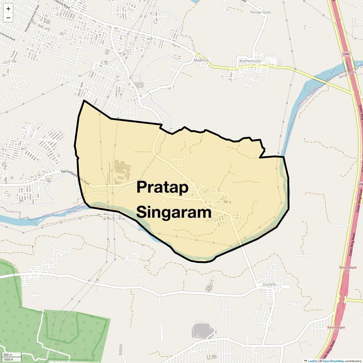 Location Map of Pratap Singaram, Hyderabad