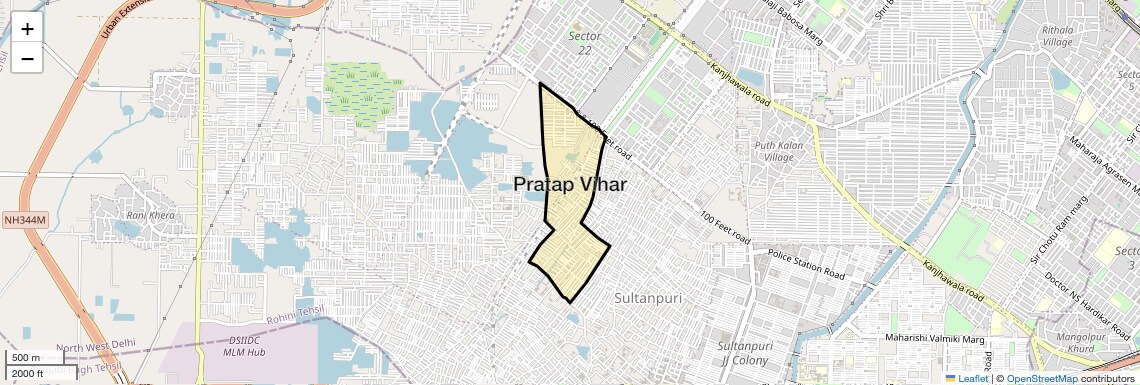Location Map of Pratap Vihar, Delhi