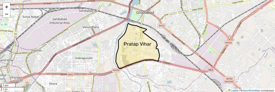 Location Map of Pratap Vihar, Ghaziabad