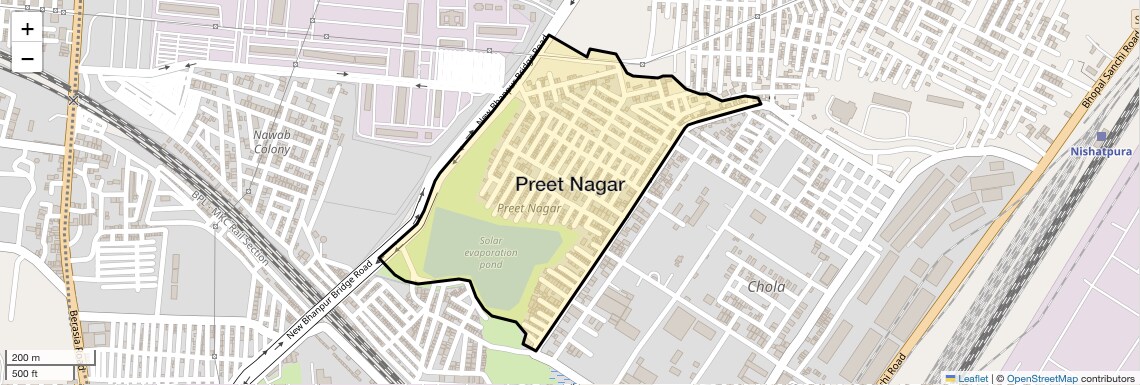 Location Map of Preet Nagar, Bhopal