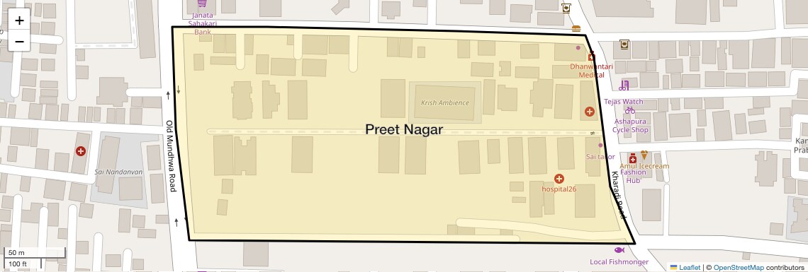 Location Map of Preet Nagar, Pune