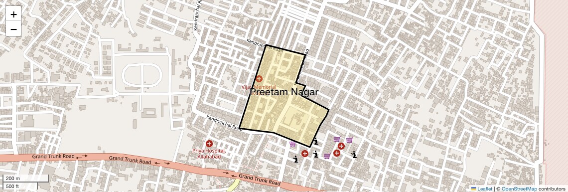 Location Map of Preetam Nagar, Allahabad
