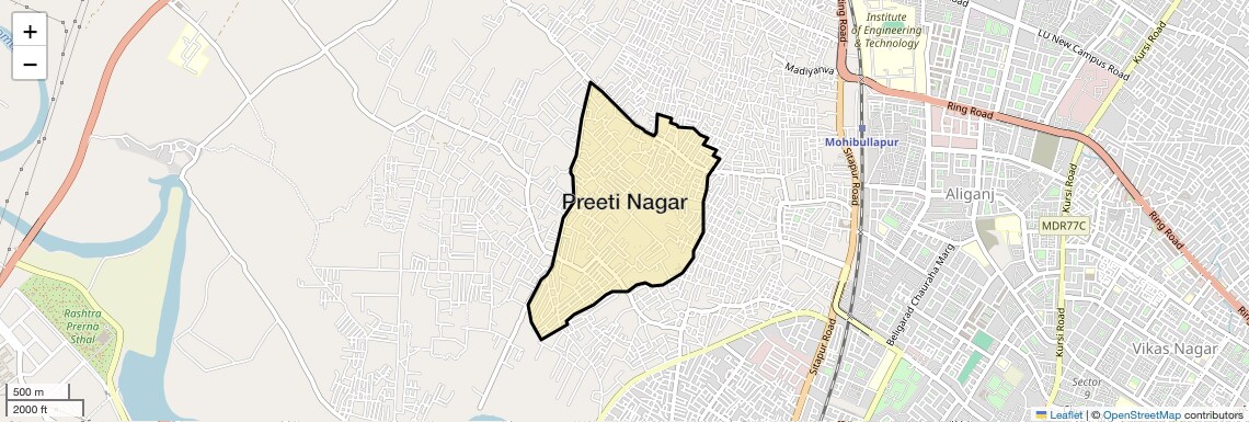 Location Map of Preeti Nagar, Lucknow