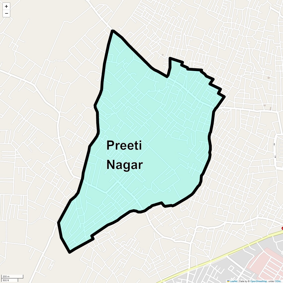 Location Map of Preeti Nagar, Lucknow