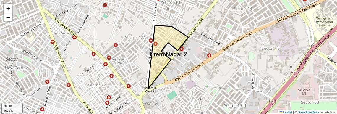 Location Map of Prem Nagar 2, Gurgaon