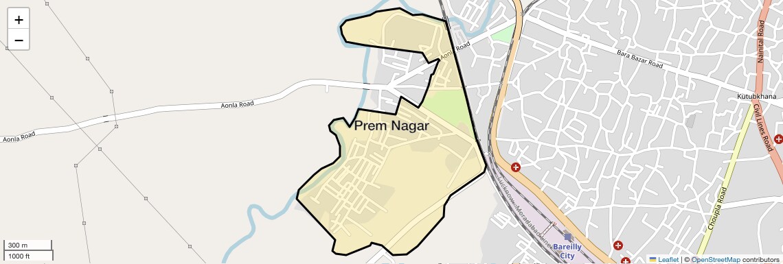 Location Map of Prem Nagar, Bareilly
