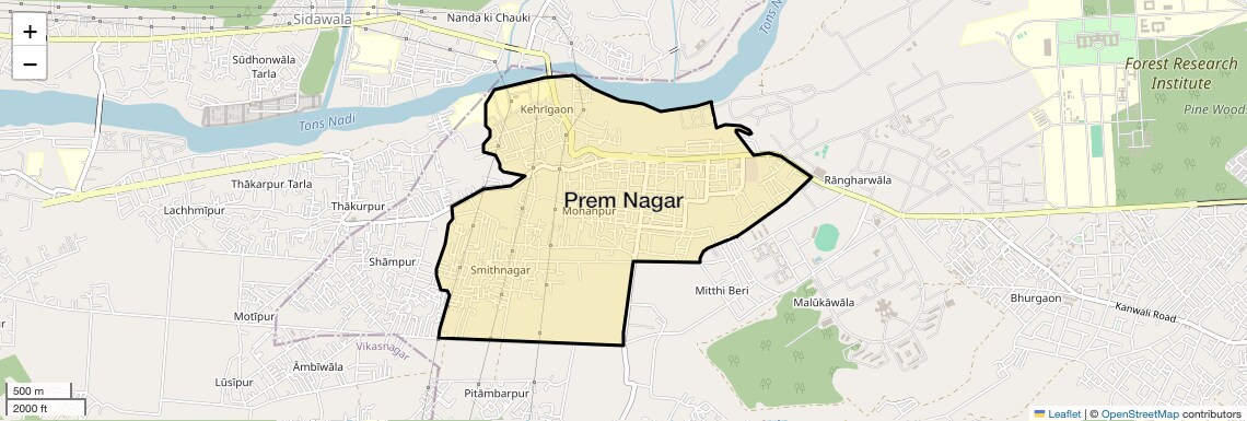 Location Map of Prem Nagar, Dehradun
