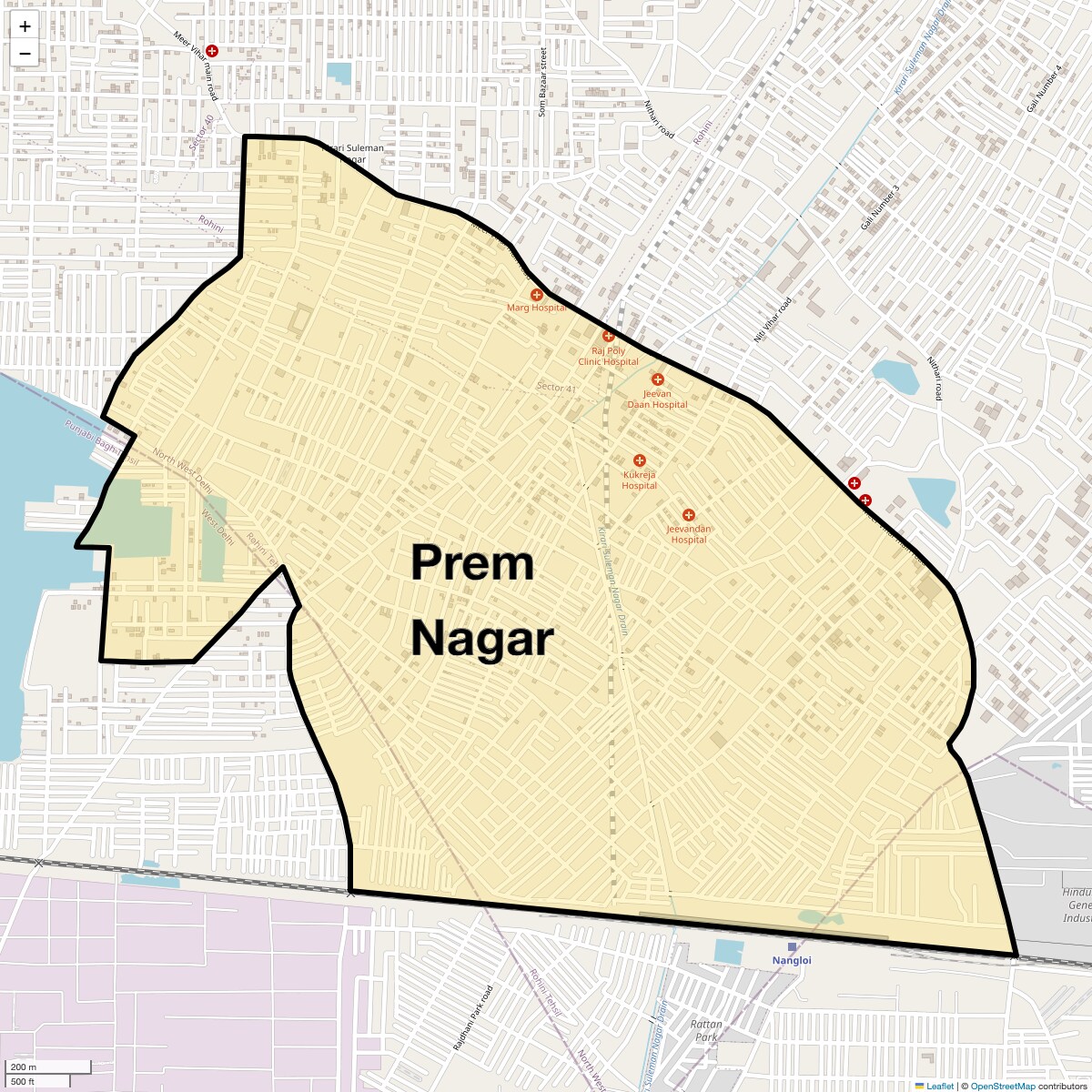 Location Map of Prem Nagar, Delhi