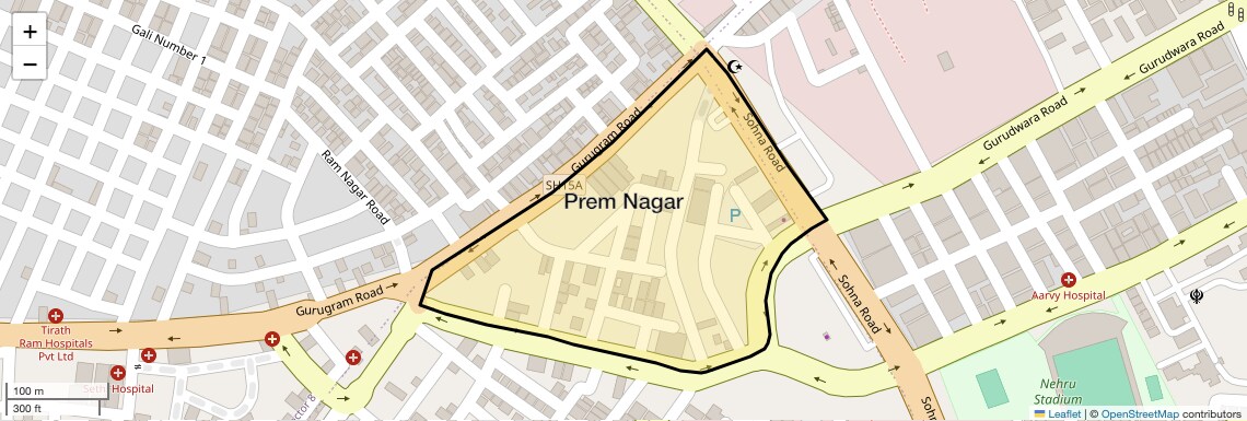 Location Map of Prem Nagar, Gurgaon