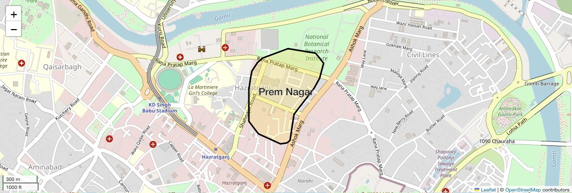 Location Map of Prem Nagar, Lucknow
