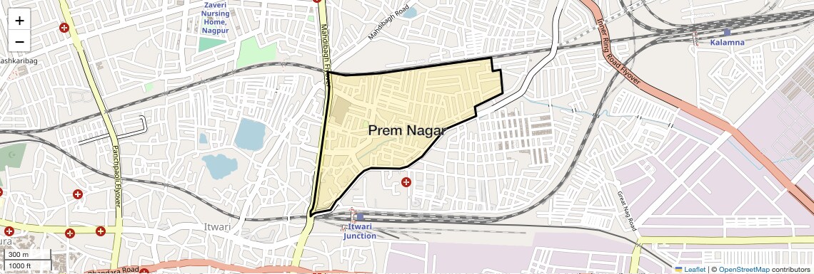 Location Map of Prem Nagar, Nagpur