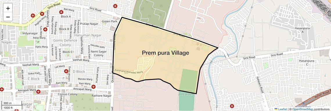 Location Map of Prem pura Village, Jaipur