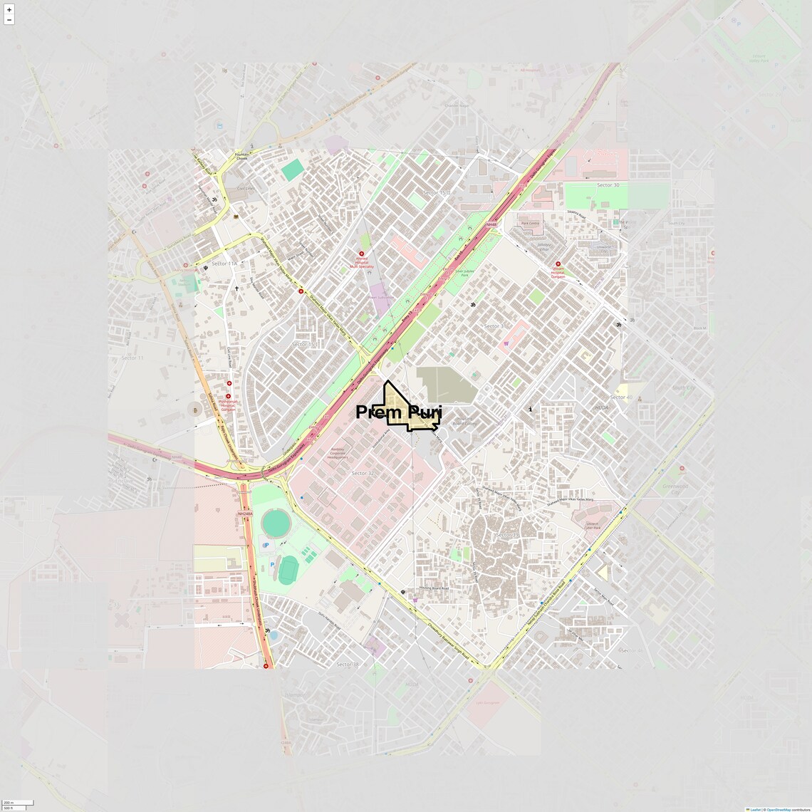 Location Map of Prem Puri, Gurgaon