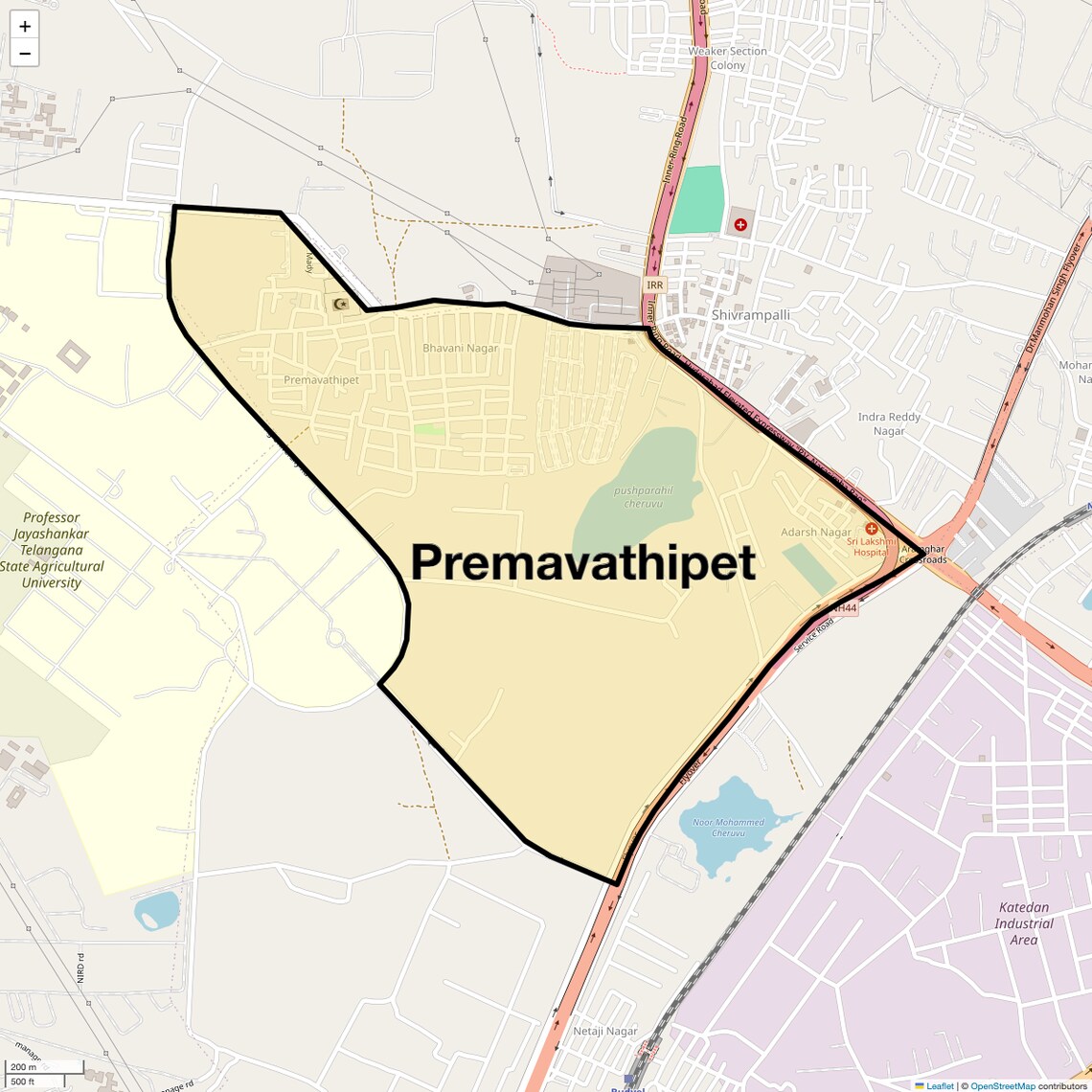 Location Map of Premavathipet, Hyderabad
