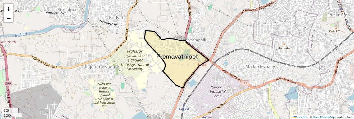 Location Map of Premavathipet, Hyderabad