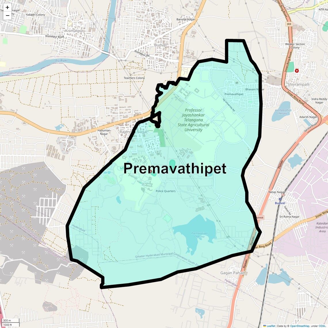 Location Map of Premavathipet, Hyderabad
