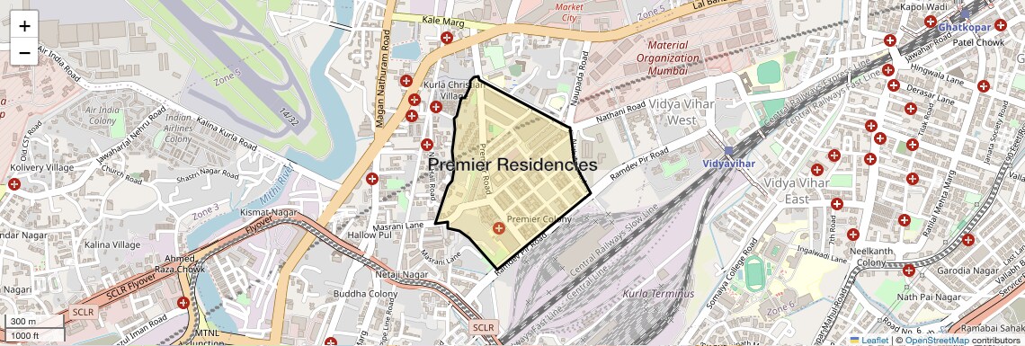 Location Map of Premier Residencies, Mumbai