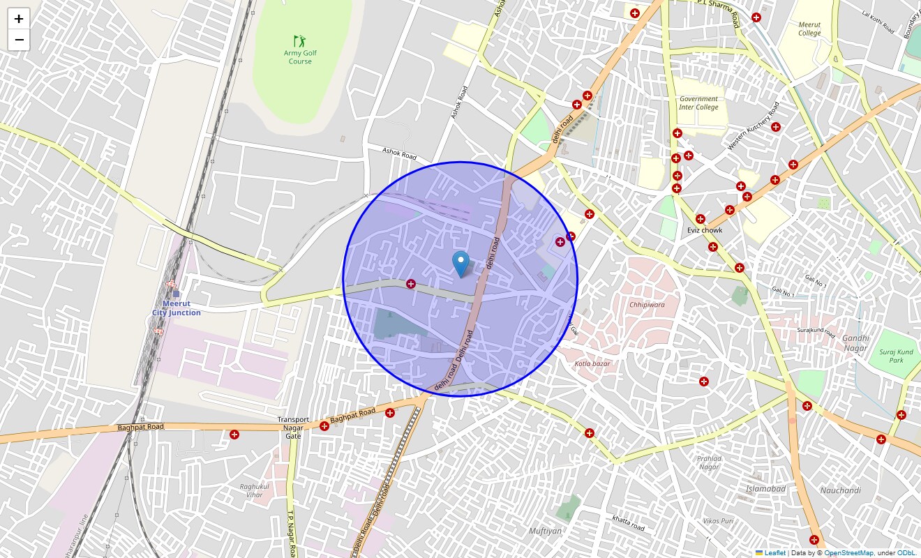 Location Map of Prempuri, Meerut