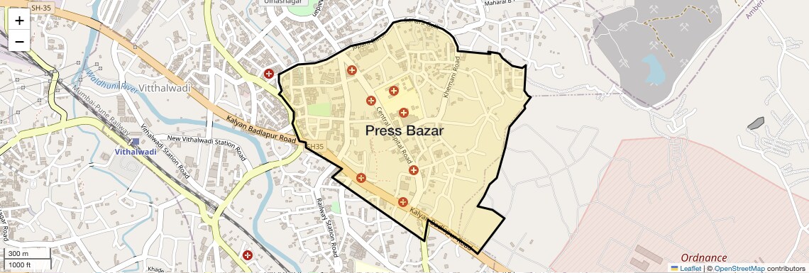 Location Map of Press Bazar, Thane
