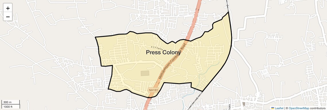 Location Map of Press Colony, Coimbatore