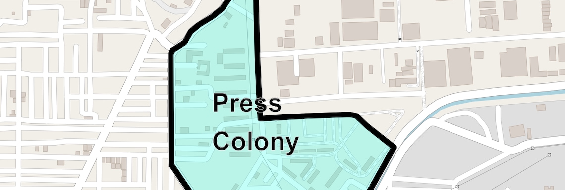 Location Map of Press Colony, Faridabad