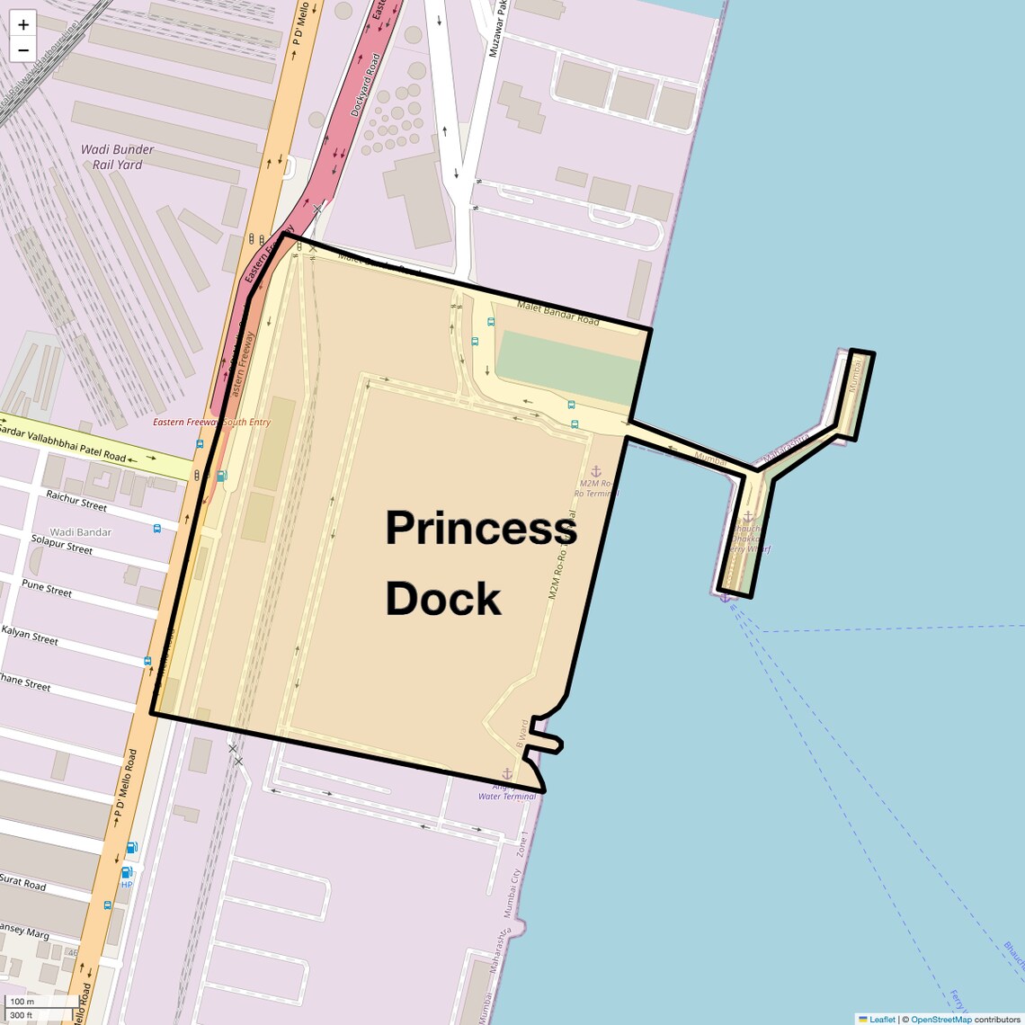 Location Map of Princess Dock, Mumbai