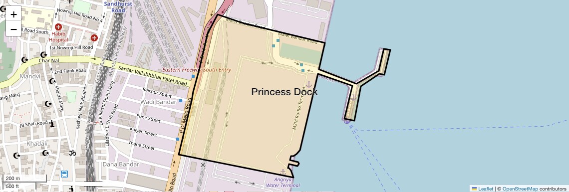 Location Map of Princess Dock, Mumbai