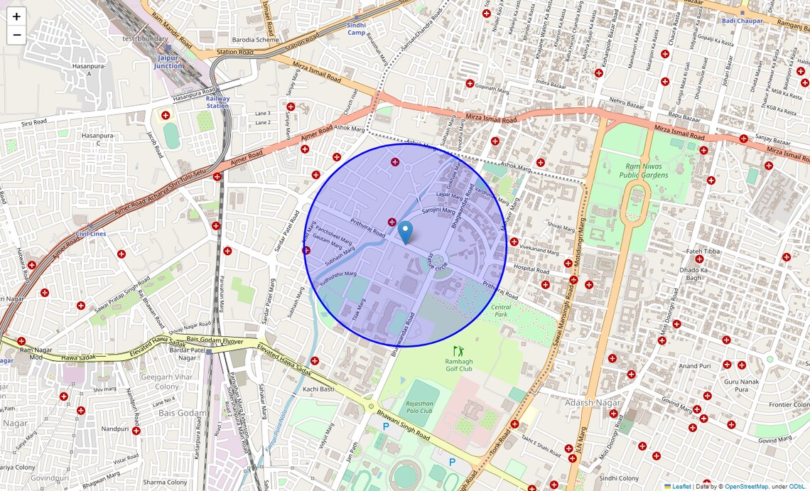 Location Map of Prithvi Raj Rd, Jaipur