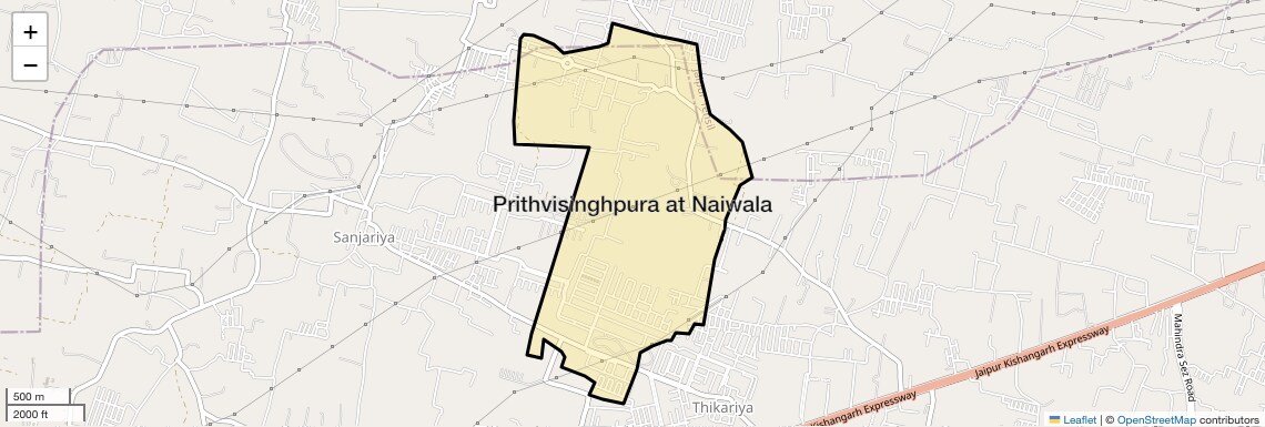 Location Map of Prithvisinghpura at Naiwala, Jaipur