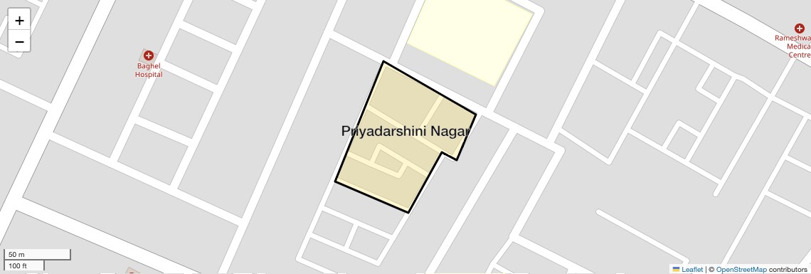 Location Map of Priyadarshini Nagar, Bareilly
