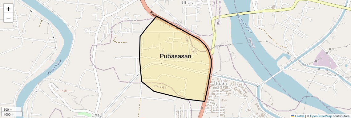 Location Map of Pubasasan, Bhubaneswar