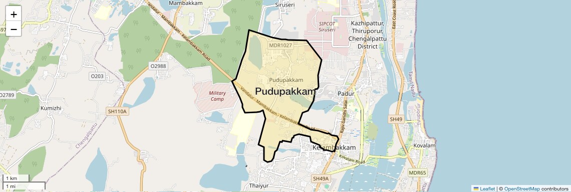 Location Map of Pudupakkam, Chennai