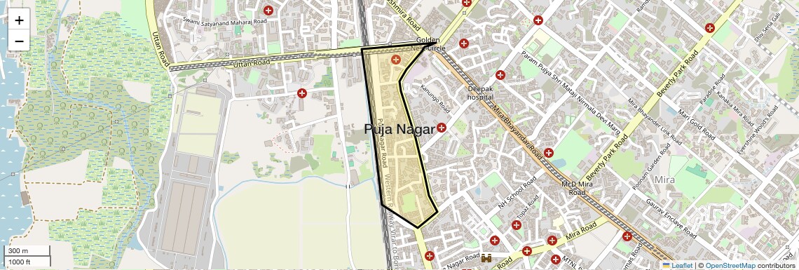 Location Map of Puja Nagar, Thane