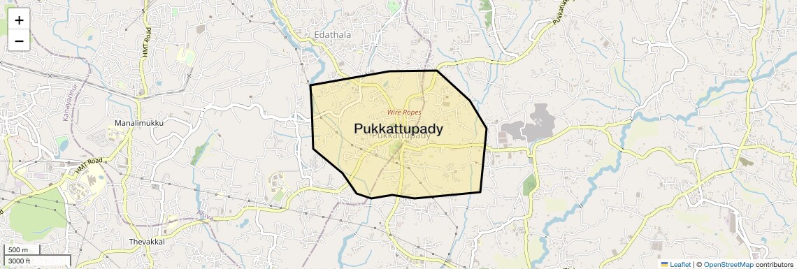 Location Map of Pukkattupady, Kochi