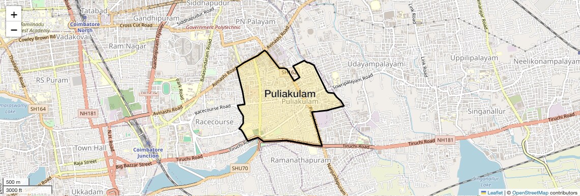 Location Map of Puliakulam, Coimbatore