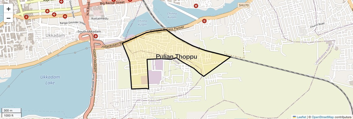 Location Map of Pulian Thoppu, Coimbatore