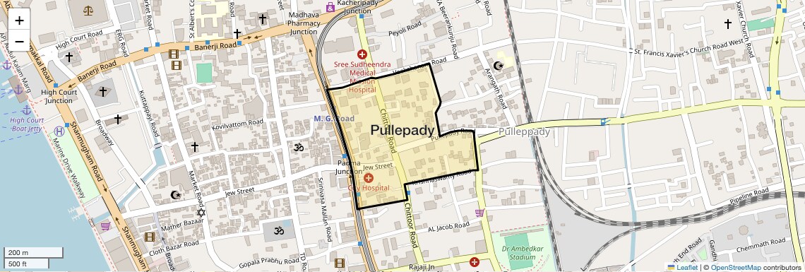 Location Map of Pullepady, Kochi