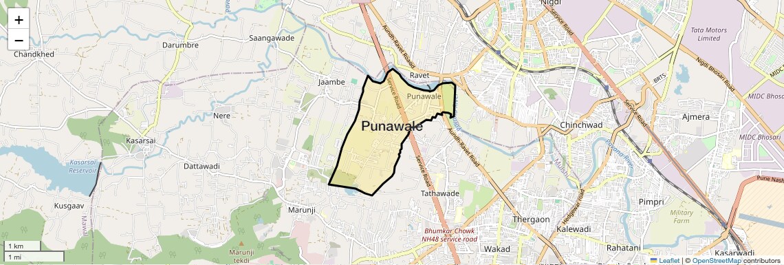 Location Map of Punawale, Pune