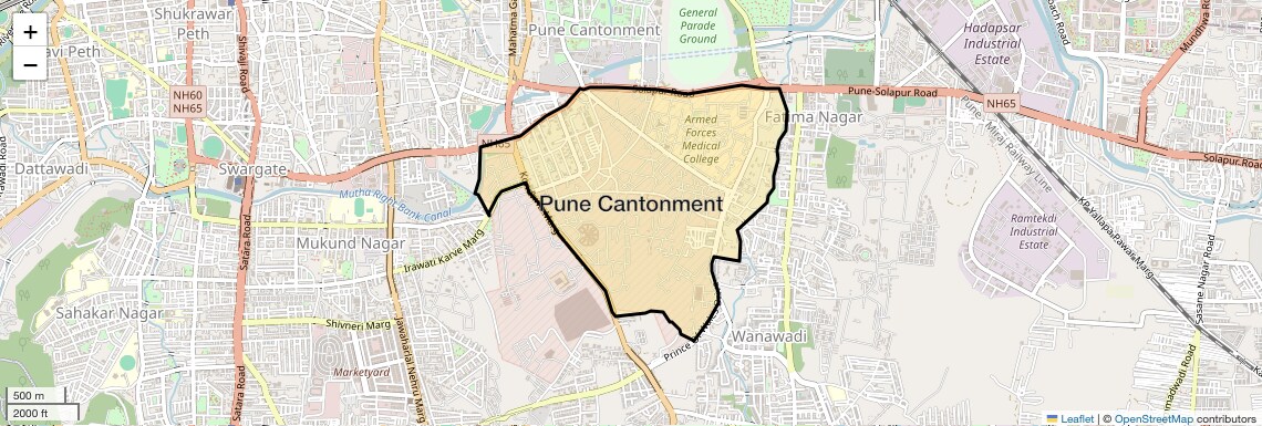 Location Map of Pune Cantonment, Pune