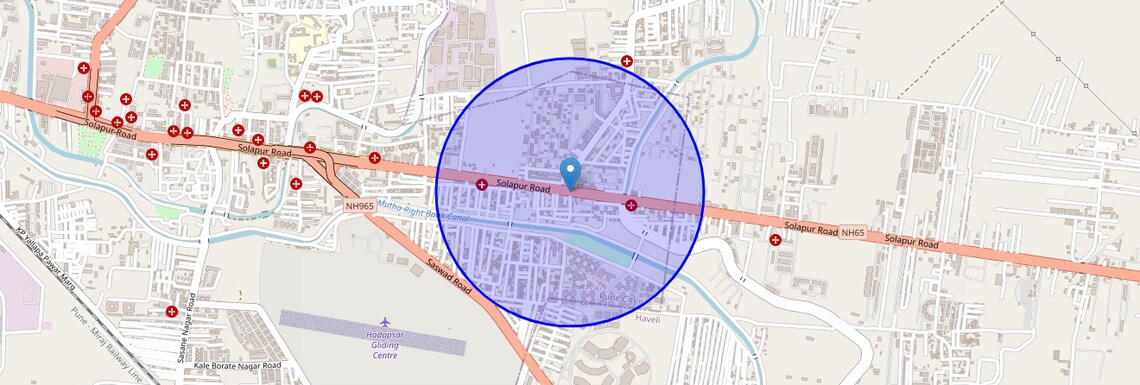 Location Map of Pune Sholapur Road, Pune