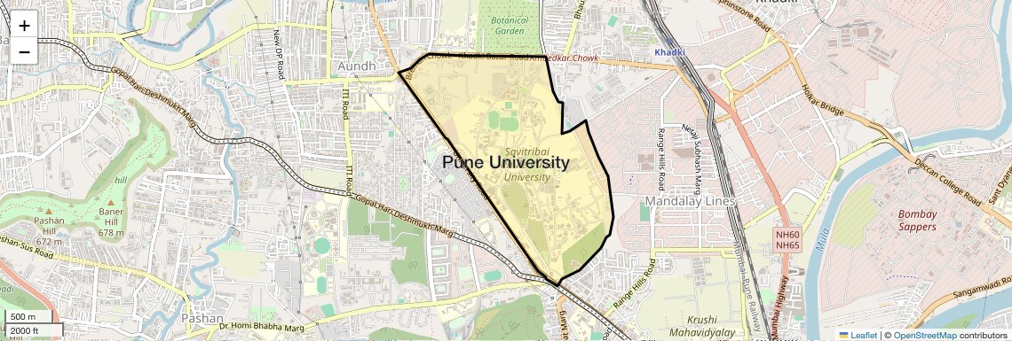 Location Map of Pune University, Pune