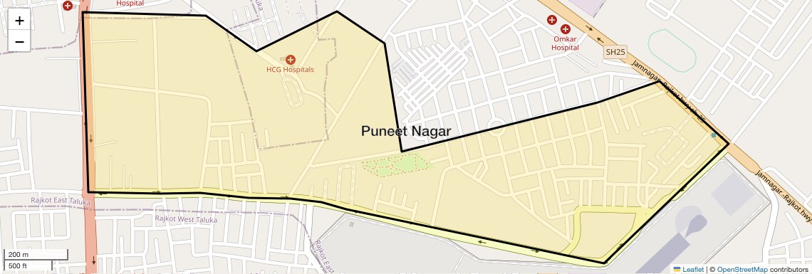 Location Map of Puneet Nagar, Rajkot