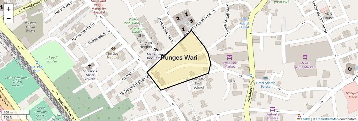 Location Map of Punges Wari, Mumbai