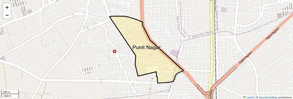 Location Map of Punit Nagar, Rajkot